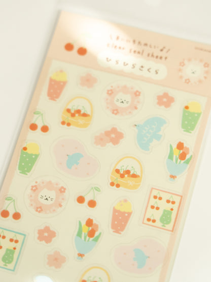 Furukawa Shiko Clear Sticker Sheet: Fluttering Sakura