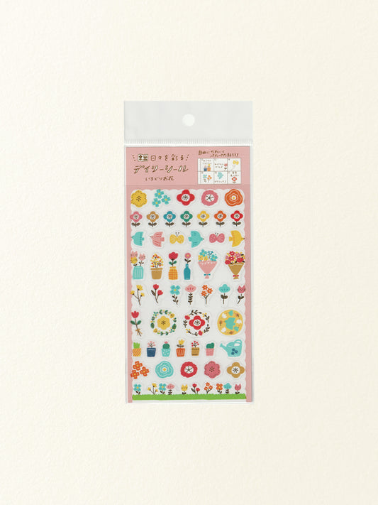 Furukawa Shiko Watashi-Biyori Daily Sticker Sheet: Colorful Flowers