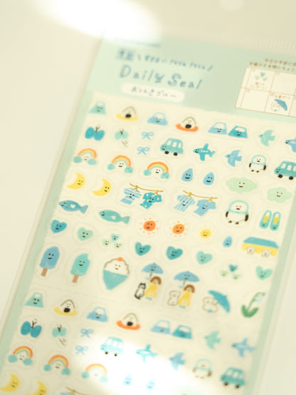 Furukawa Shiko Watashi-Biyori Daily Sticker Sheet: Blue