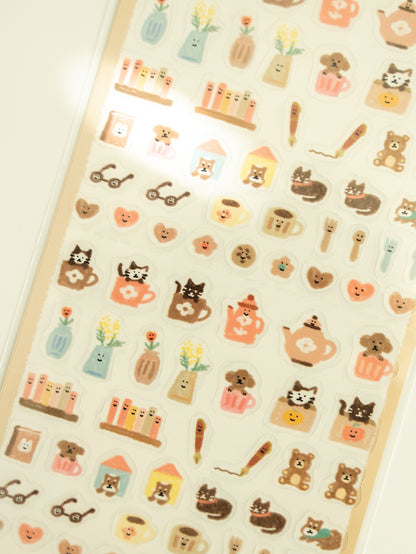 Furukawa Shiko Watashi-Biyori Daily Sticker Sheet: Brown