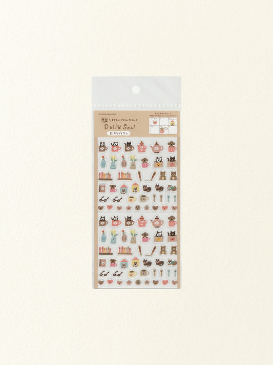 Furukawa Shiko Watashi-Biyori Daily Sticker Sheet: Brown