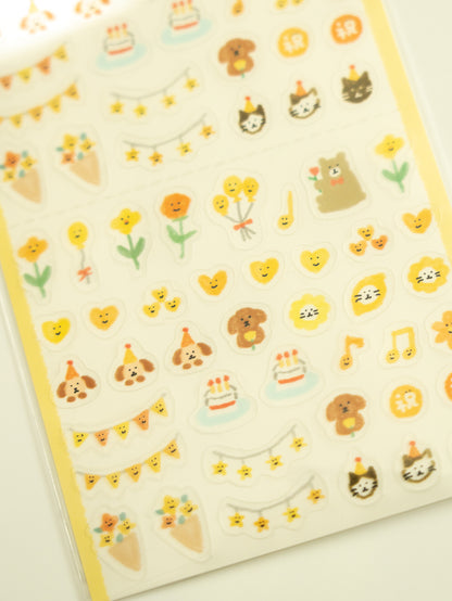 Furukawa Shiko Watashi-Biyori Daily Sticker Sheet: Yellow