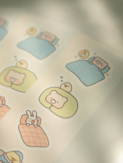 Sleepy Friends Mini Sticker Sheet