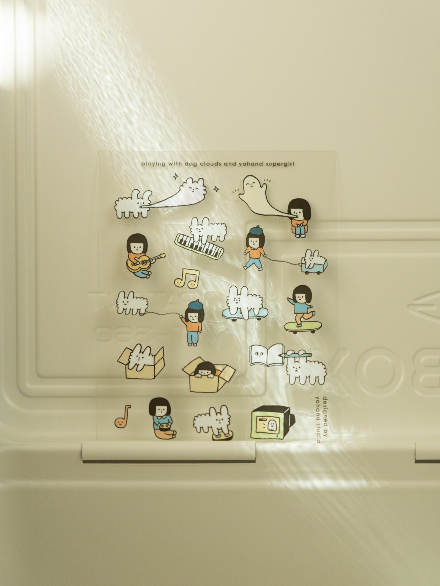 Yohand Studio Clear Sticker Sheet: Dog Clouds and Yohand Supergirl