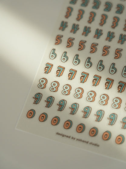 Yohand Studio Print-On Sticker Sheet: Numbers